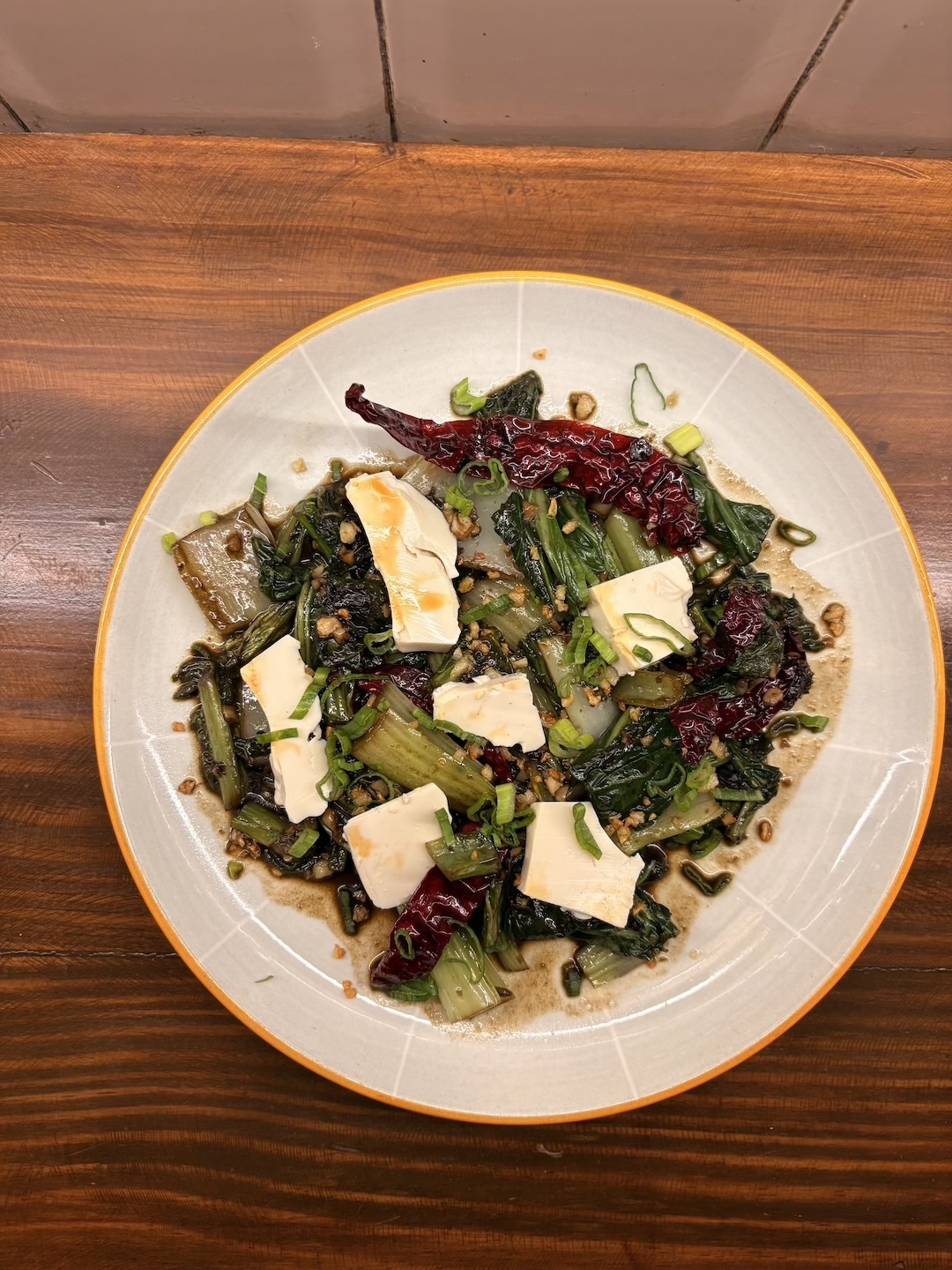 Stir-fry Seasonal Greens and Silken Tofu